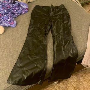 Shein Size petite medium leather flare pants